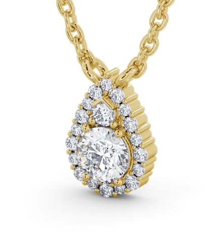 Halo Round Diamond Unique Pendant 18K Yellow Gold PNT154_YG_THUMB1