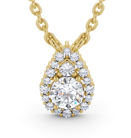  Halo Round Diamond Pendant 9K Yellow Gold - Denton PNT154_YG_THUMB2 