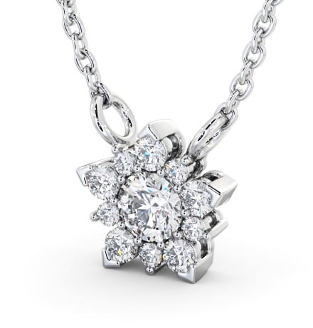 Cluster Round Diamond Pendant 18K White Gold PNT155_WG_THUMB1 