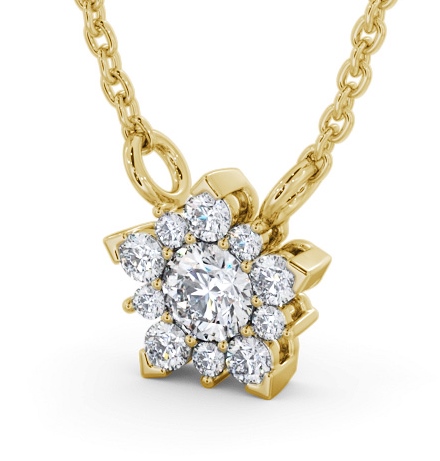 Cluster Round Diamond Pendant 9K Yellow Gold PNT155_YG_THUMB1 