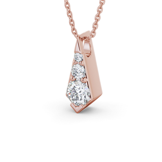 Drop Round Diamond Pendant 9K Rose Gold - Adeline PNT156_RG_SIDE