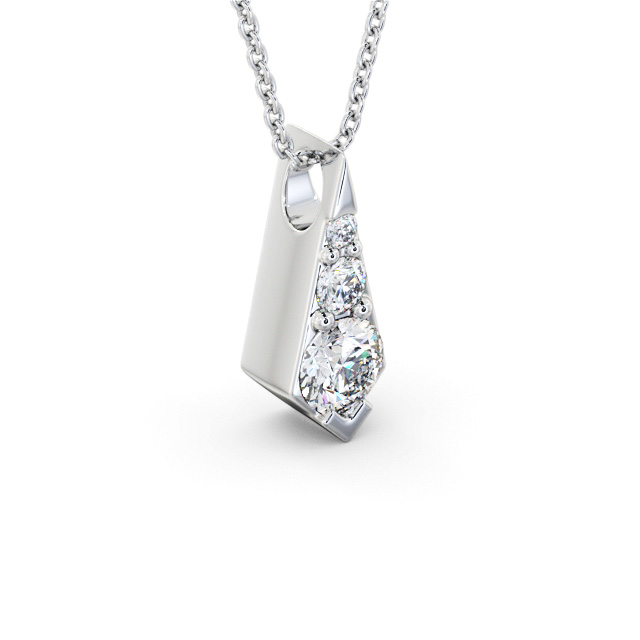 Drop Round Diamond Pendant 18K White Gold - Adeline PNT156_WG_FLAT
