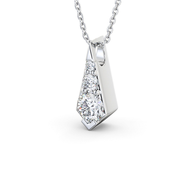 Drop Round Diamond Pendant 18K White Gold - Adeline PNT156_WG_SIDE