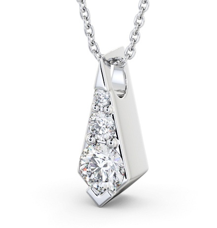 Drop Round Diamond Pendant 9K White Gold - Adeline PNT156_WG_THUMB1