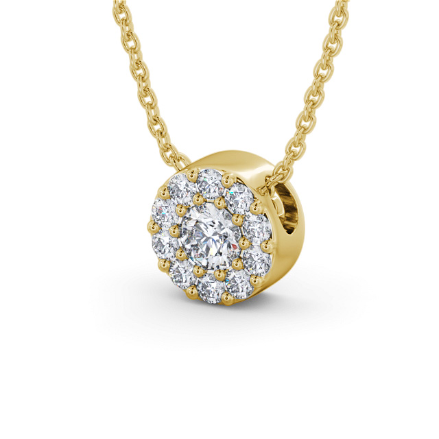 Cluster Round Diamond Pendant 18K Yellow Gold - Alby PNT157_YG_SIDE
