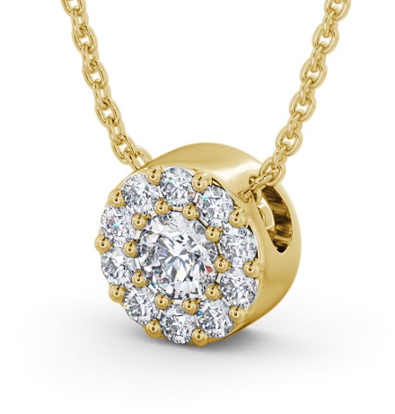 Cluster Round Diamond Three Stone Pendant 18K Yellow Gold PNT157_YG_THUMB1