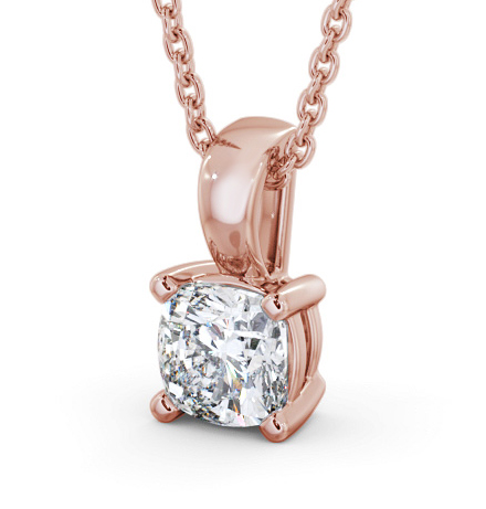 Cushion Solitaire Four Claw Stud Diamond Pendant 18K Rose Gold PNT158_RG_THUMB1 