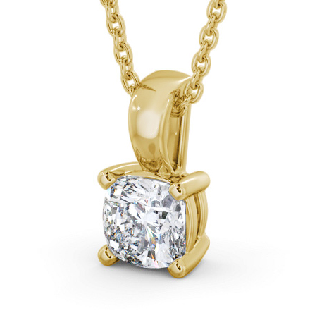 Cushion Solitaire Four Claw Stud Diamond Pendant 18K Yellow Gold PNT158_YG_THUMB1