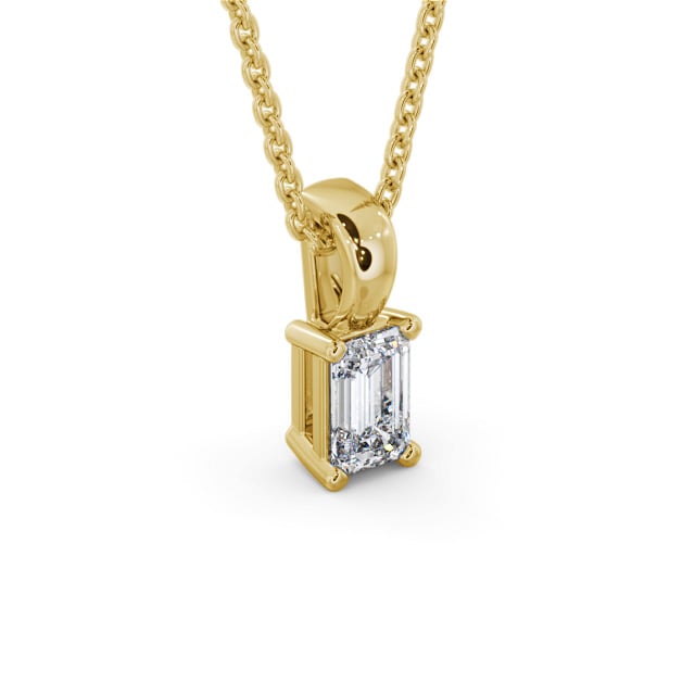 Emerald Solitaire Four Claw Stud Diamond Pendant 9K Yellow Gold - Jorgie PNT159_YG_FLAT
