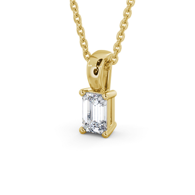 Emerald Solitaire Four Claw Stud Diamond Pendant 9K Yellow Gold - Jorgie PNT159_YG_SIDE