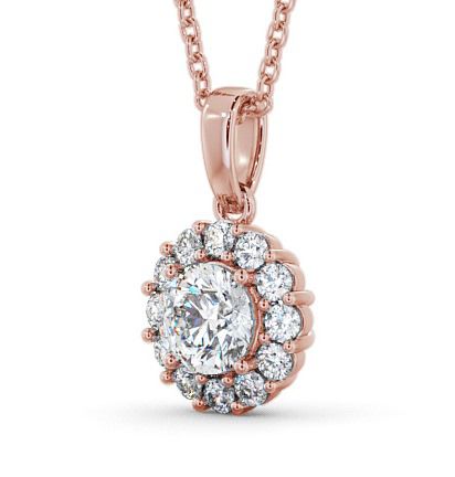 Halo Round Diamond Cluster Style Pendant 18K Rose Gold PNT15_RG_THUMB1