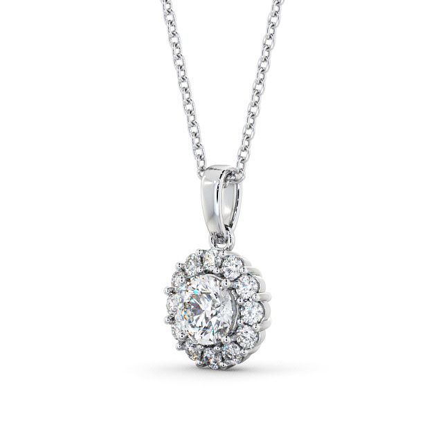 Halo Round Diamond Pendant 9K White Gold - Chester PNT15_WG_SIDE