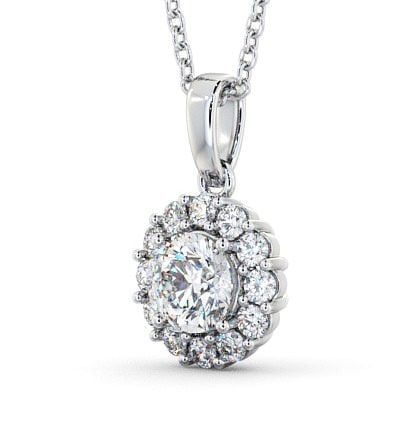 Halo Round Diamond Cluster Style Pendant 18K White Gold PNT15_WG_THUMB1 