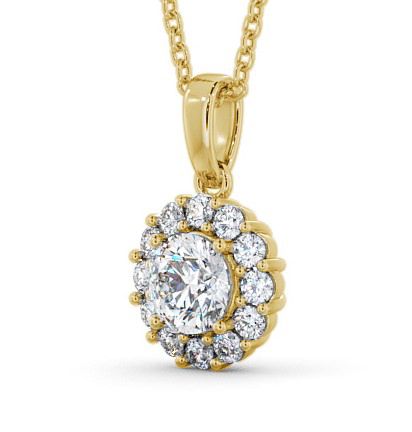 Halo Round Diamond Cluster Style Pendant 9K Yellow Gold PNT15_YG_THUMB1