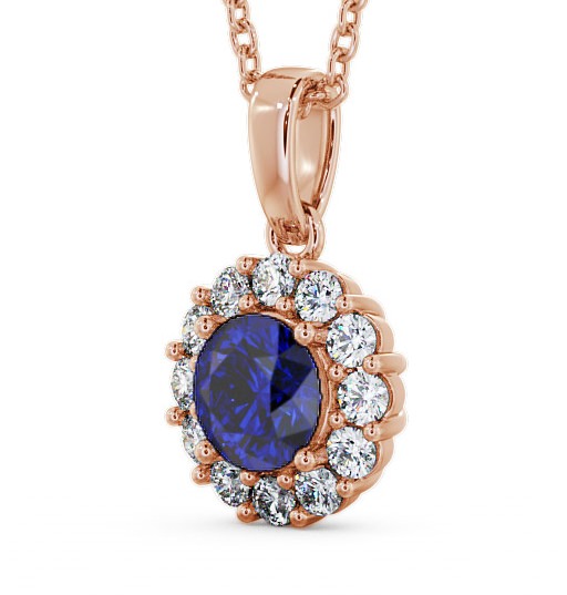 Halo Blue Sapphire and Diamond 1.89ct Pendant 18K Rose Gold PNT15GEM_RG_BS_THUMB1