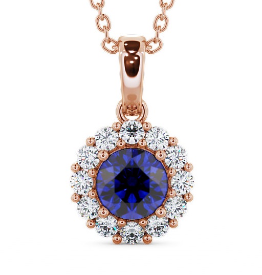  Halo Blue Sapphire and Diamond 1.89ct Pendant 9K Rose Gold - Chester PNT15GEM_RG_BS_THUMB2 
