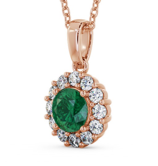  Halo Emerald and Diamond 1.74ct Pendant 9K Rose Gold - Chester PNT15GEM_RG_EM_THUMB1 