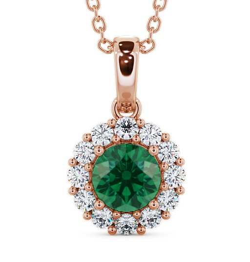  Halo Emerald and Diamond 1.74ct Pendant 9K Rose Gold - Chester PNT15GEM_RG_EM_THUMB2 