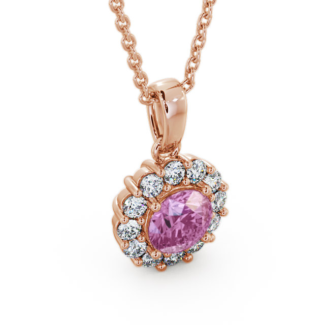 Halo Pink Sapphire and Diamond 1.89ct Pendant 18K Rose Gold - Chester PNT15GEM_RG_PS_THUMB2