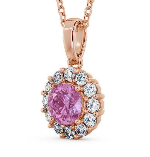  Halo Pink Sapphire and Diamond 1.89ct Pendant 9K Rose Gold - Chester PNT15GEM_RG_PS_THUMB1 