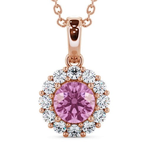  Halo Pink Sapphire and Diamond 1.89ct Pendant 9K Rose Gold - Chester PNT15GEM_RG_PS_THUMB2 