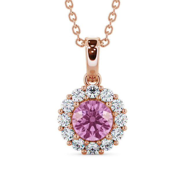 Halo Pink Sapphire and Diamond 1.89ct Pendant 18K Rose Gold - Chester PNT15GEM_RG_PS_THUMB2