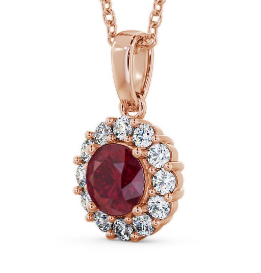 Halo Ruby and Diamond 1.89ct Pendant 9K Rose Gold PNT15GEM_RG_RU_THUMB1