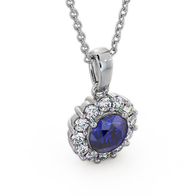 Halo Blue Sapphire and Diamond 1.89ct Pendant 9K White Gold - Chester PNT15GEM_WG_BS_THUMB2