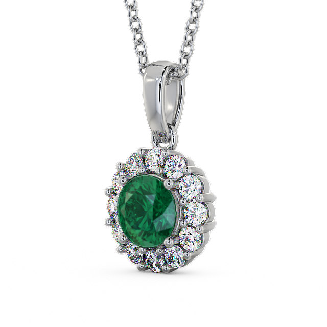 Halo Emerald and Diamond 1.74ct Pendant 9K White Gold - Chester PNT15GEM_WG_EM_THUMB2