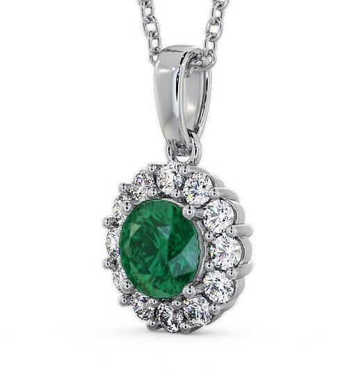 Halo Emerald and Diamond 1.74ct Pendant 18K White Gold PNT15GEM_WG_EM_THUMB1