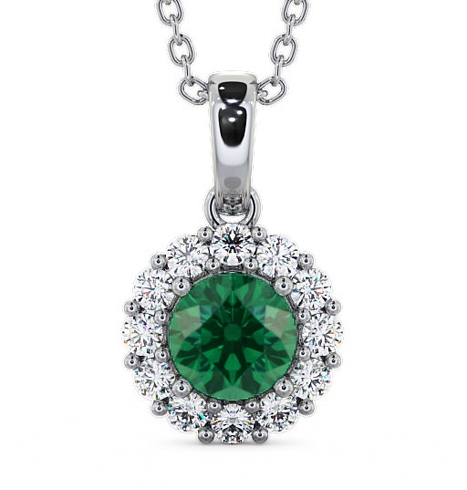  Halo Emerald and Diamond 1.74ct Pendant 9K White Gold - Chester PNT15GEM_WG_EM_THUMB2 