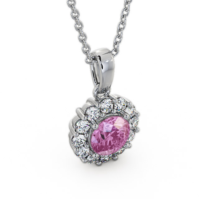 Halo Pink Sapphire and Diamond 1.89ct Pendant 18K White Gold - Chester PNT15GEM_WG_PS_THUMB2