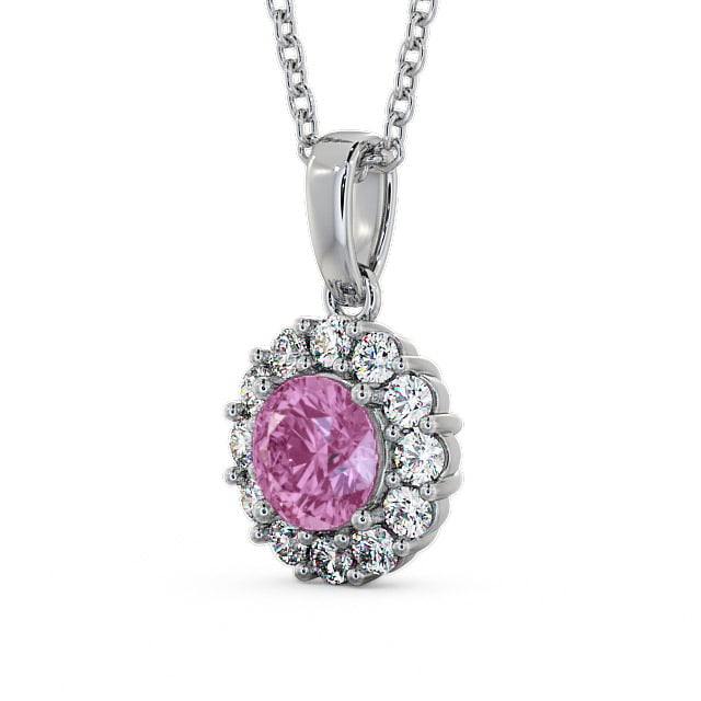 Halo Pink Sapphire and Diamond 1.89ct Pendant 18K White Gold - Chester PNT15GEM_WG_PS_THUMB2