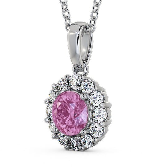 Halo Pink Sapphire and Diamond 1.89ct Pendant 18K White Gold PNT15GEM_WG_PS_THUMB1 