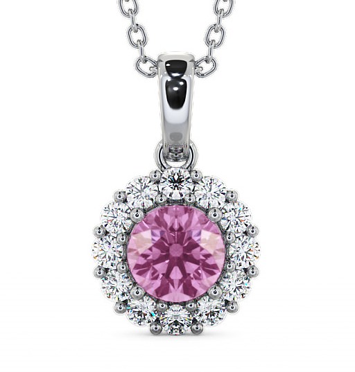  Halo Pink Sapphire and Diamond 1.89ct Pendant 18K White Gold - Chester PNT15GEM_WG_PS_THUMB2 