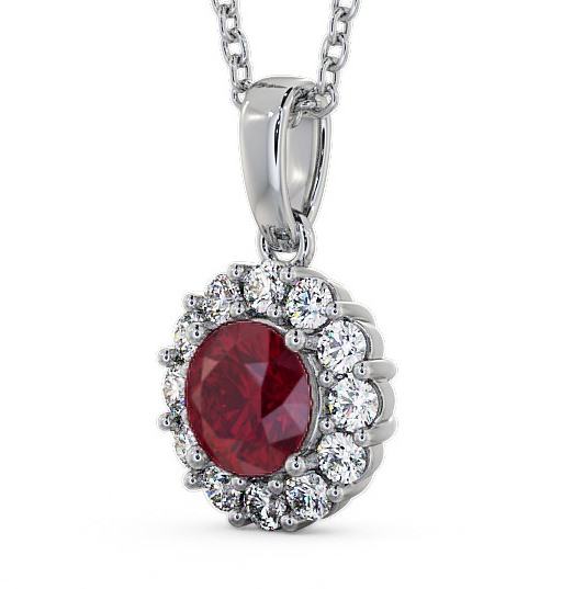 Halo Ruby and Diamond 1.89ct Pendant 9K White Gold PNT15GEM_WG_RU_THUMB1