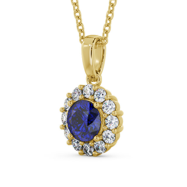Halo Blue Sapphire and Diamond 1.89ct Pendant 9K Yellow Gold - Chester PNT15GEM_YG_BS_THUMB2