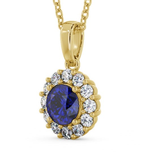 Halo Blue Sapphire and Diamond 1.89ct Pendant 9K Yellow Gold PNT15GEM_YG_BS_THUMB1