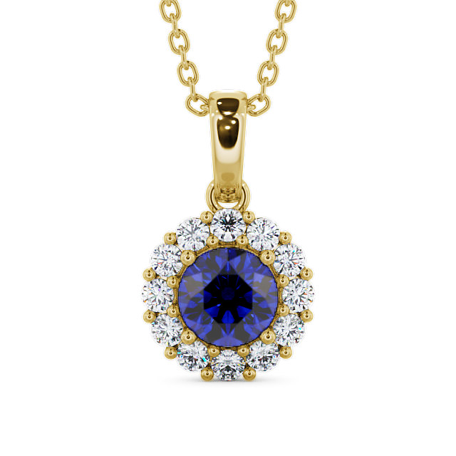 Halo Blue Sapphire and Diamond 1.89ct Pendant 9K Yellow Gold - Chester PNT15GEM_YG_BS_THUMB2