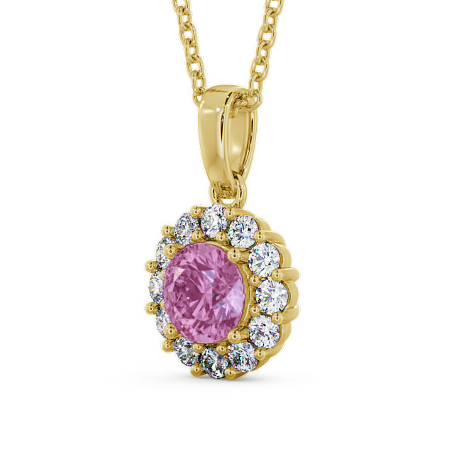 Halo Pink Sapphire and Diamond 1.89ct Pendant 9K Yellow Gold - Chester PNT15GEM_YG_PS_THUMB2