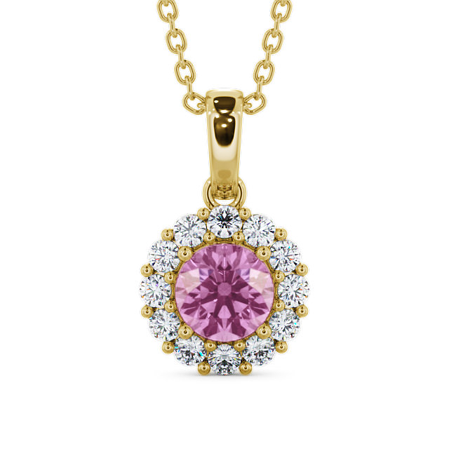 Halo Pink Sapphire and Diamond 1.89ct Pendant 9K Yellow Gold - Chester PNT15GEM_YG_PS_THUMB2
