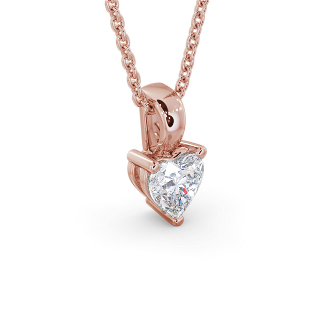 Heart Solitaire Four Claw Stud Diamond Pendant 9K Rose Gold - Murillo PNT160_RG_FLAT