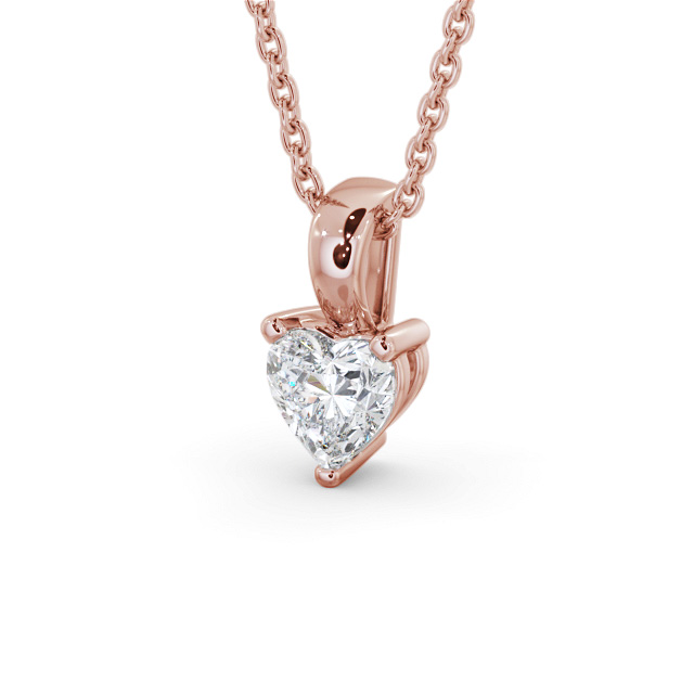 Heart Solitaire Four Claw Stud Diamond Pendant 9K Rose Gold - Murillo PNT160_RG_SIDE