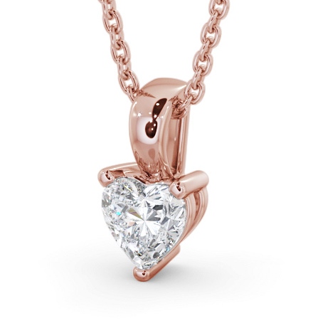  Heart Solitaire Four Claw Stud Diamond Pendant 18K Rose Gold - Murillo PNT160_RG_THUMB1 