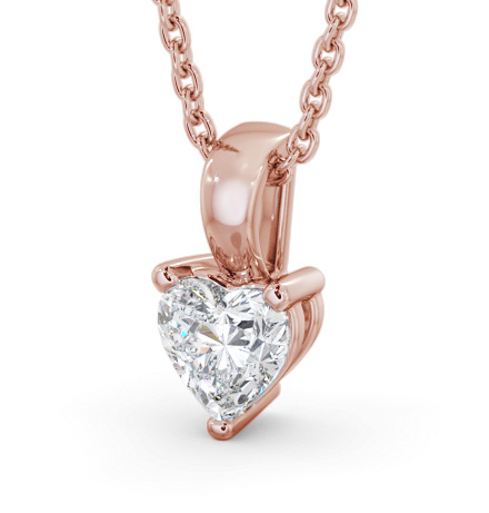 Heart Solitaire Three Claw Stud Diamond Pendant 18K Rose Gold PNT160_RG_THUMB1