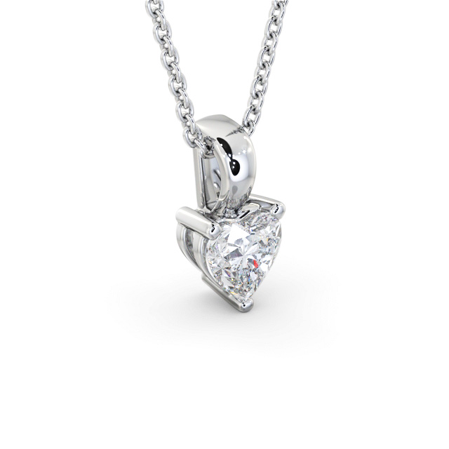 Heart Solitaire Four Claw Stud Diamond Pendant 18K White Gold - Murillo PNT160_WG_FLAT
