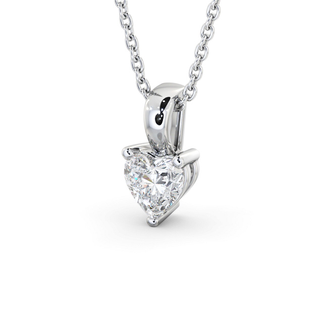 Heart Solitaire Three Claw Stud Diamond Pendant 9K White Gold - Murillo