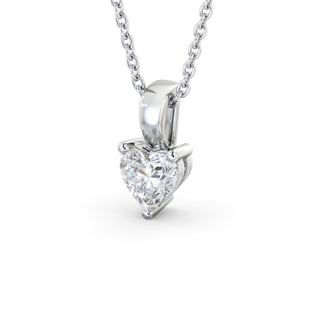 Heart Solitaire Four Claw Stud Diamond Pendant 9K White Gold - Murillo PNT160_WG_SIDE