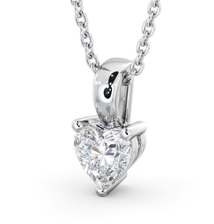  Heart Solitaire Four Claw Stud Diamond Pendant 18K White Gold - Murillo PNT160_WG_THUMB1 