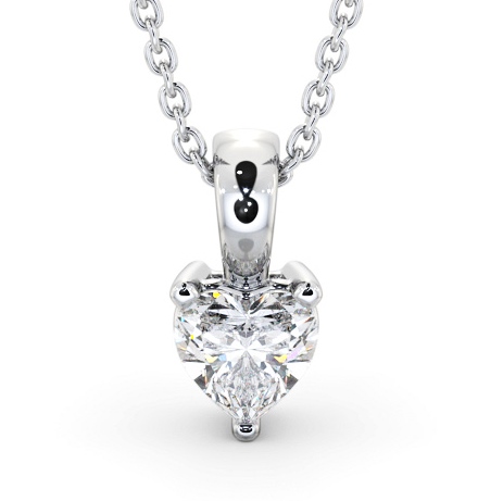 Heart Solitaire Three Claw Stud Diamond Pendant 18K White Gold PNT160_WG_THUMB2 